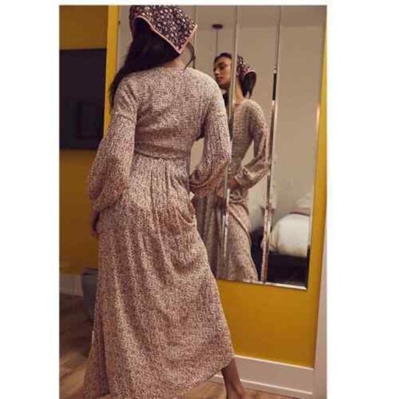 Free People Kadence Beaded Smocked Maxi Boho Duster Robe Button Size S NEW - Picture 3 of 9